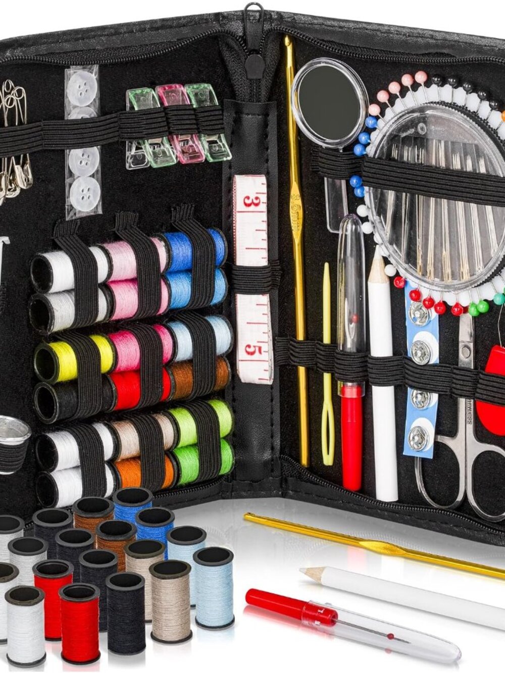 142-Piece Travel Sewing Kit for Adults & Kids, Small Needle & Thread Kit